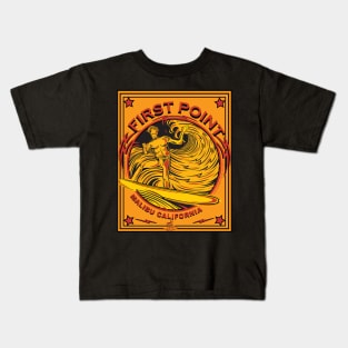 MALIBU FIRST POINT CALIFORNIA SURFING Kids T-Shirt